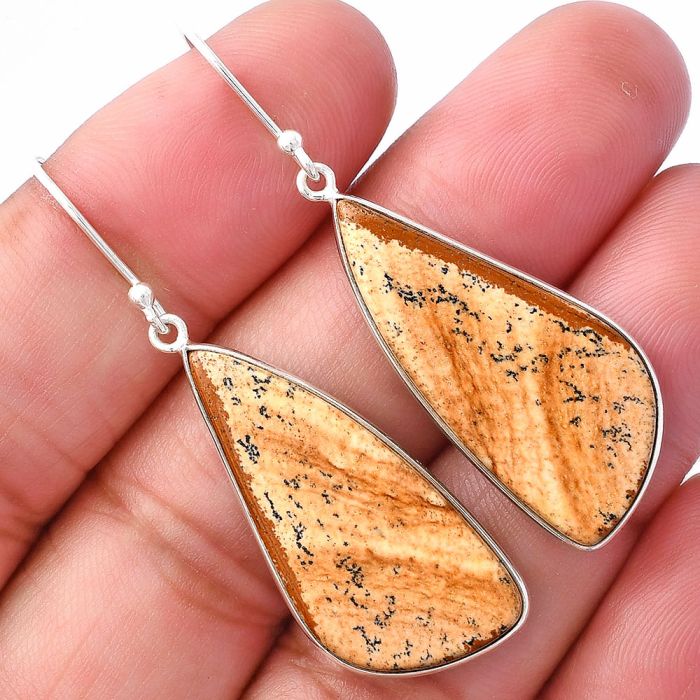 Picture Jasper Earrings SDE79897 E-1001, 14x31 mm