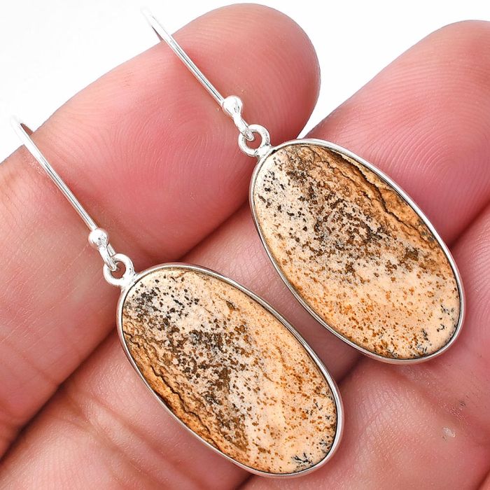 Picture Jasper Earrings SDE79915 E-1001, 13x23 mm