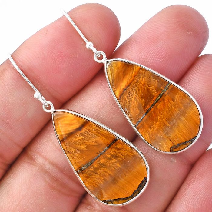 Tiger Eye Earrings SDE79916 E-1001, 15x27 mm