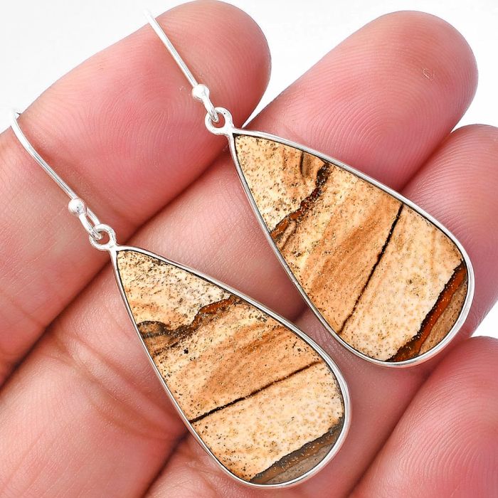 Picture Jasper Earrings SDE79917 E-1001, 15x30 mm