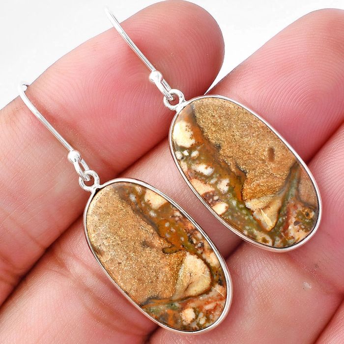 Picture Jasper Earrings SDE79918 E-1001, 13x24 mm