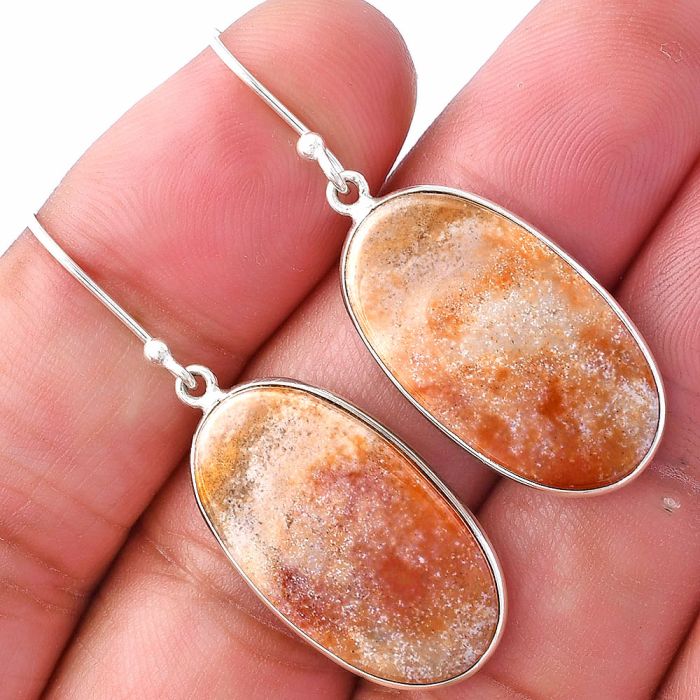 Red Moss Agate Earrings SDE79970 E-1001, 14x24 mm