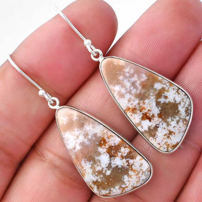 Red Moss Agate Earrings SDE79973 E-1001, 14x27 mm