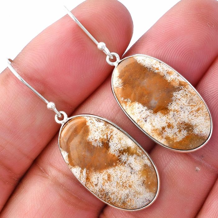 Red Moss Agate Earrings SDE79978 E-1001, 14x25 mm