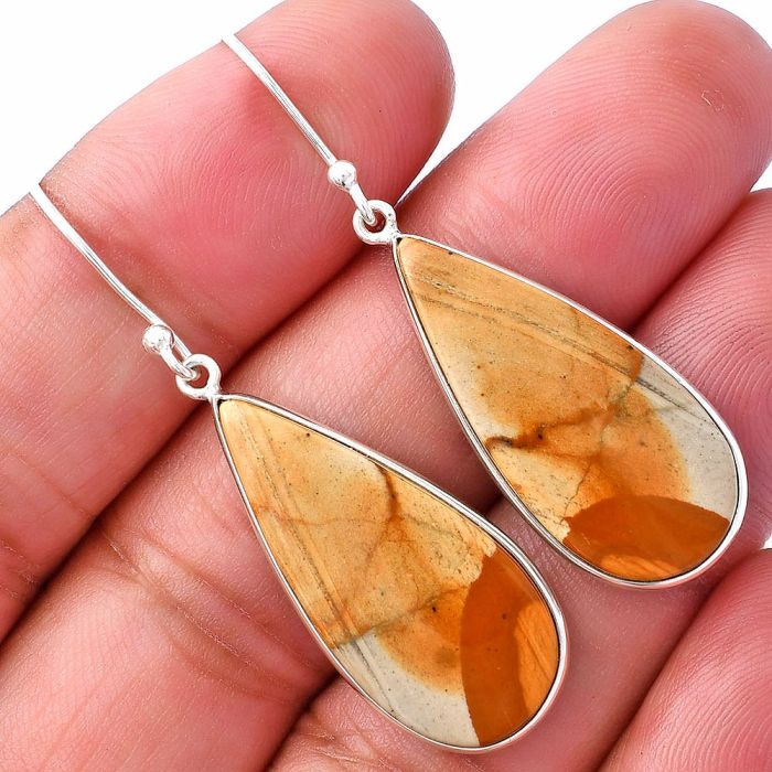 Picture Jasper Earrings SDE79980 E-1001, 13x28 mm