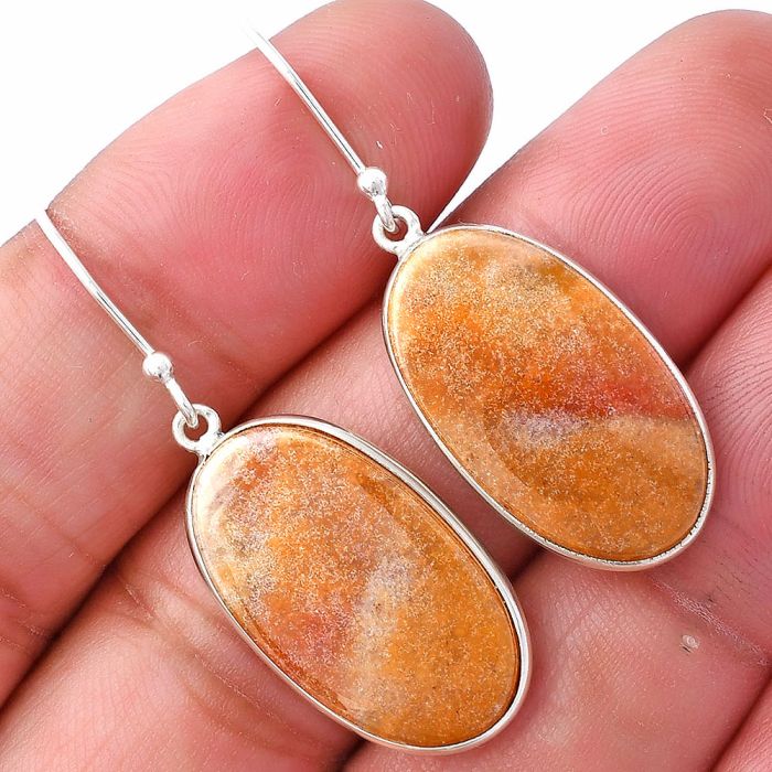 Red Moss Agate Earrings SDE79985 E-1001, 13x23 mm