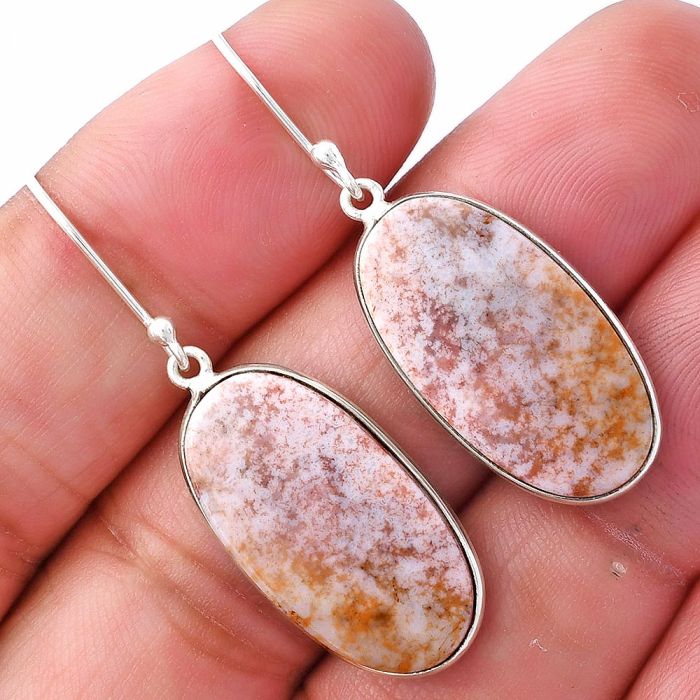 Red Moss Agate Earrings SDE79986 E-1001, 13x24 mm