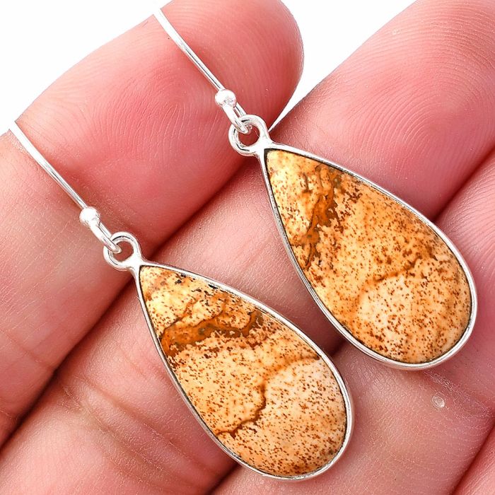 Picture Jasper Earrings SDE80067 E-1001, 12x24 mm