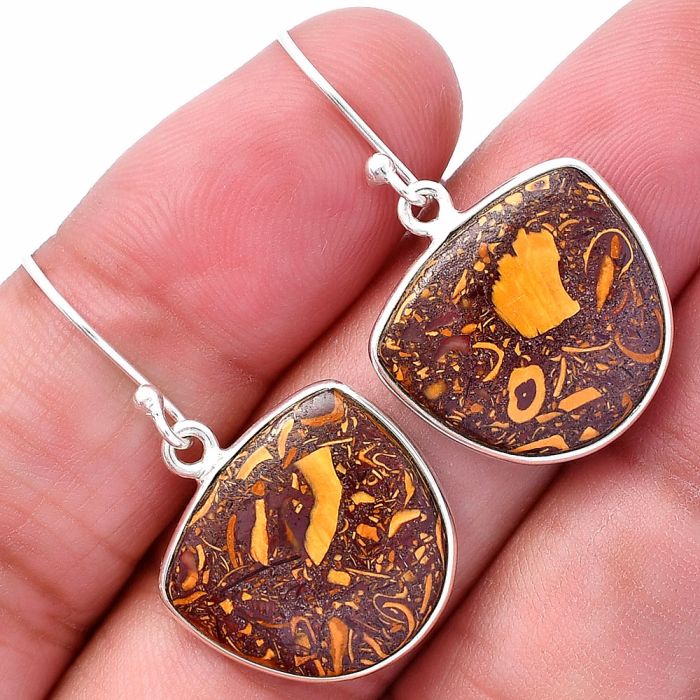 Coquina Fossil Jasper Earrings SDE80151 E-1001, 16x18 mm