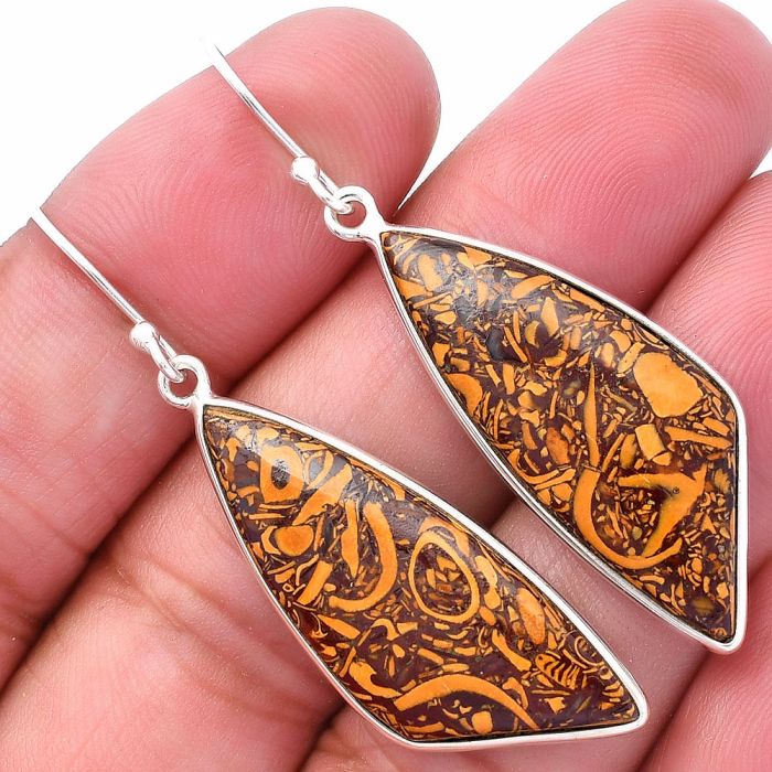 Coquina Fossil Jasper Earrings SDE80152 E-1001, 13x33 mm