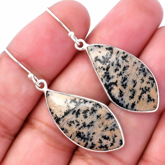 Russian Honey Dendrite Opal Earrings SDE80161 E-1001, 14x28 mm