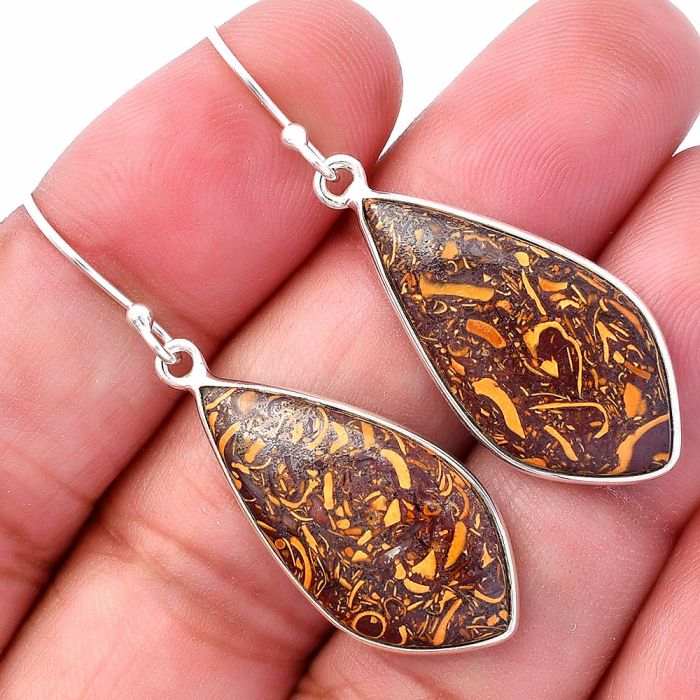 Coquina Fossil Jasper Earrings SDE80173 E-1001, 13x26 mm