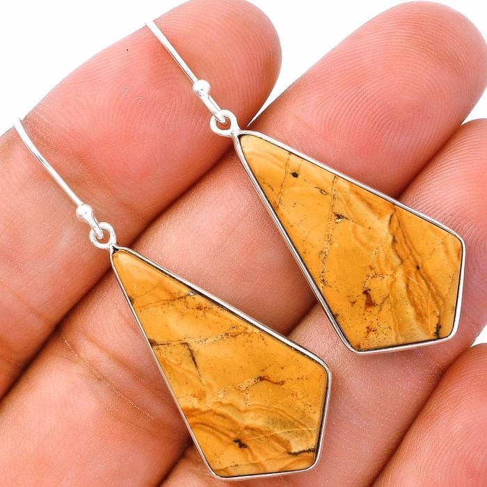 Picture Jasper Earrings SDE81771 E-1001, 15x30 mm