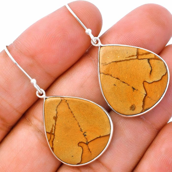 Picture Jasper Earrings SDE81773 E-1001, 20x23 mm