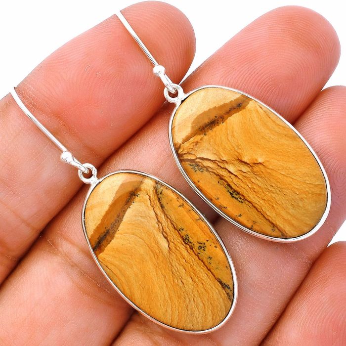 Picture Jasper Earrings SDE81779 E-1001, 16x27 mm