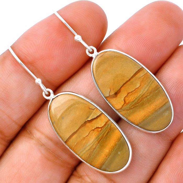 Picture Jasper Earrings SDE81800 E-1001, 13x26 mm