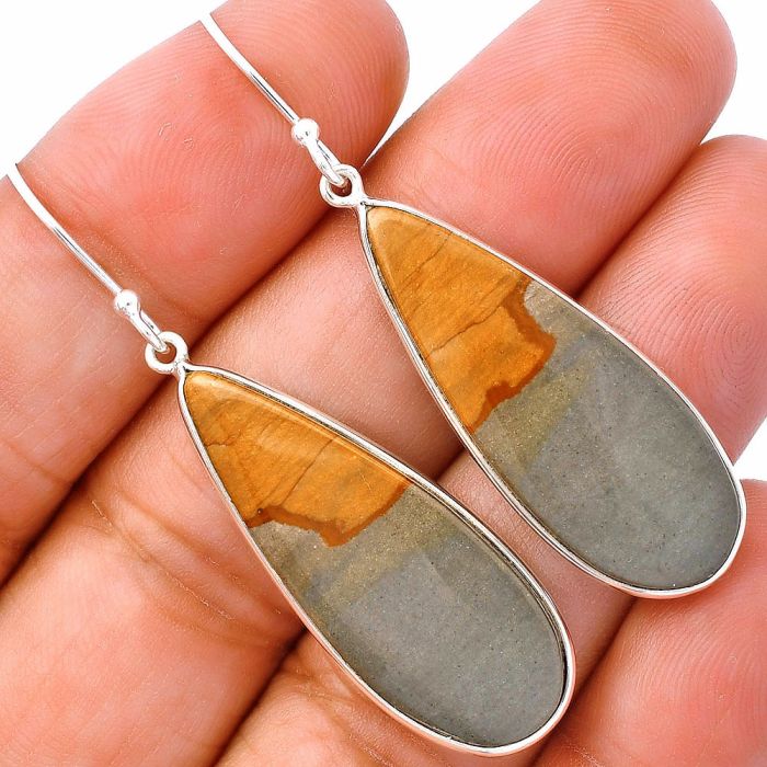 Picture Jasper Earrings SDE81804 E-1001, 13x30 mm