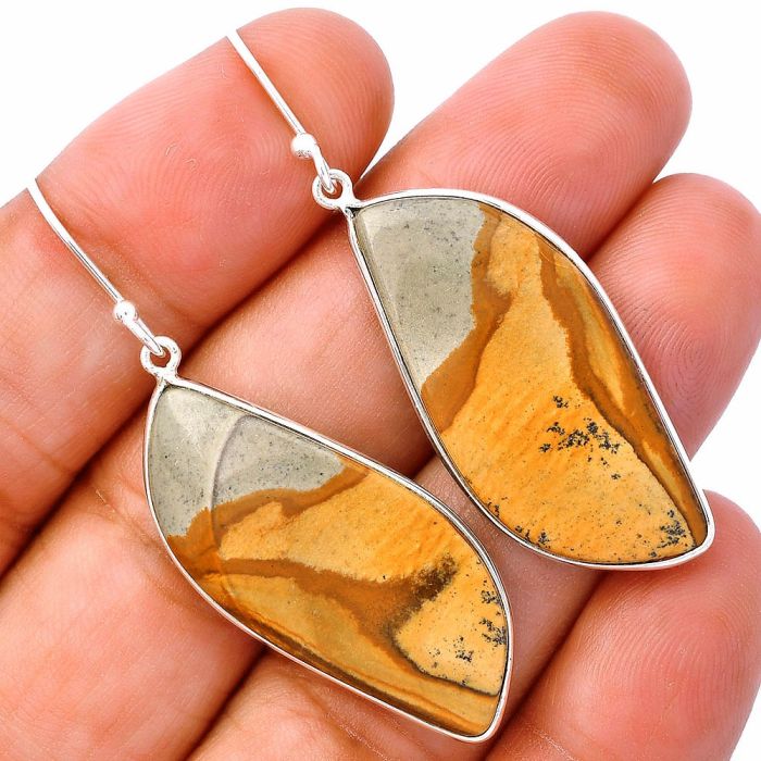 Picture Jasper Earrings SDE81806 E-1001, 15x34 mm