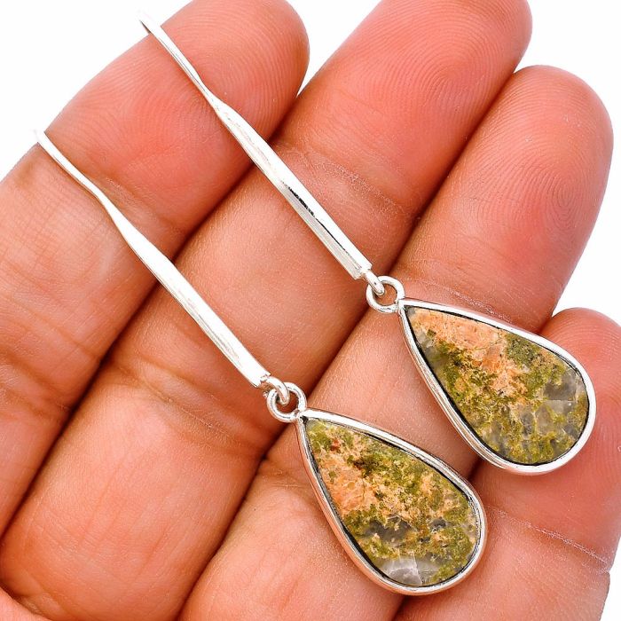 Unakite Earrings SDE81943 E-1076, 10x20 mm