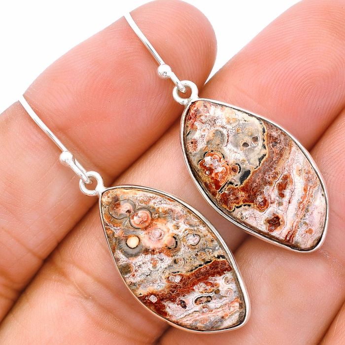 Leopard Skin Jasper Earrings SDE81965 E-1001, 13x24 mm