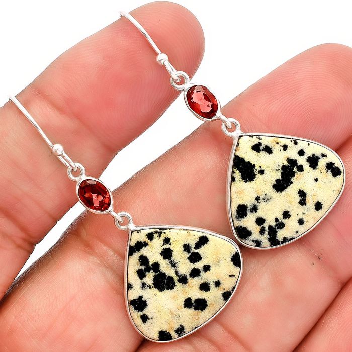 Dalmatian and Garnet Earrings SDE82166 E-1002, 18x20 mm