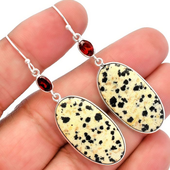 Dalmatian and Garnet Earrings SDE82250 E-1002, 15x27 mm