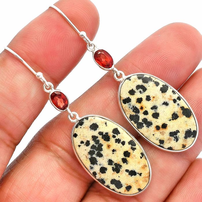 Dalmatian and Garnet Earrings SDE82330 E-1002, 15x25 mm