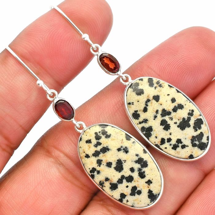 Dalmatian and Garnet Earrings SDE82339 E-1002, 15x24 mm