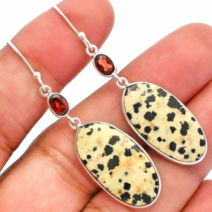 Dalmatian and Garnet Earrings SDE82358 E-1002, 13x25 mm