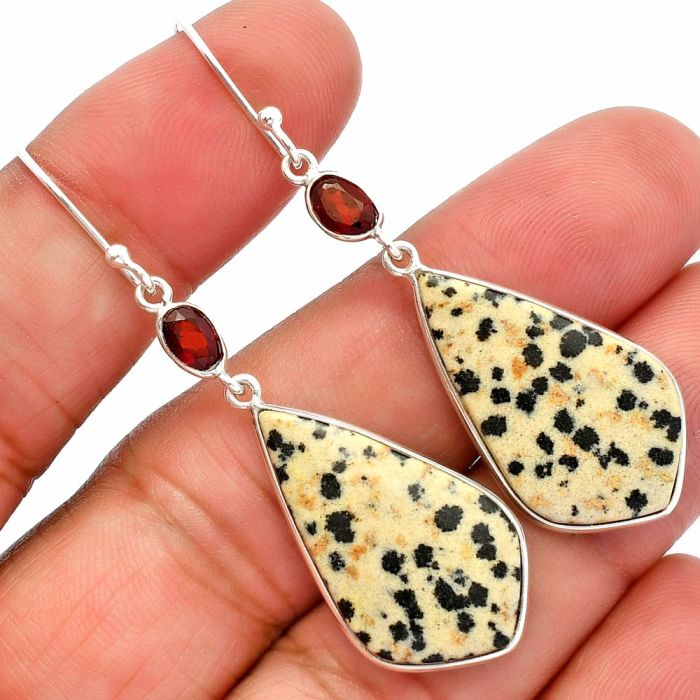 Dalmatian and Garnet Earrings SDE82372 E-1002, 15x26 mm