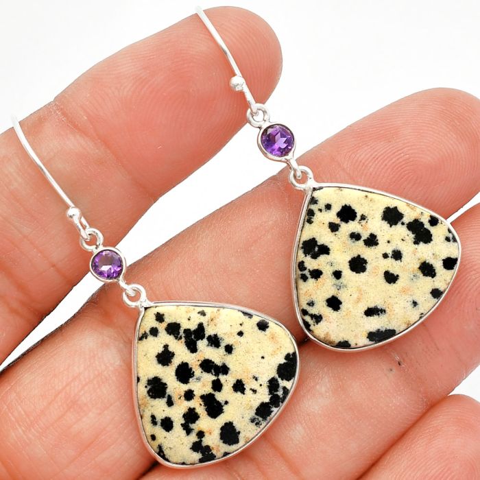 Dalmatian and Amethyst Earrings SDE82407 E-1002, 20x21 mm