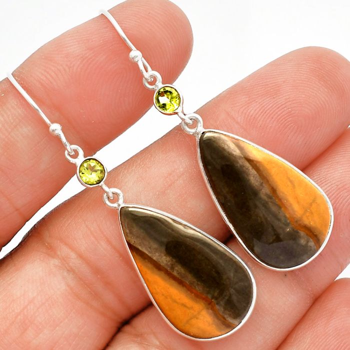 Polygram Jasper and Peridot Earrings SDE82452 E-1002, 14x24 mm