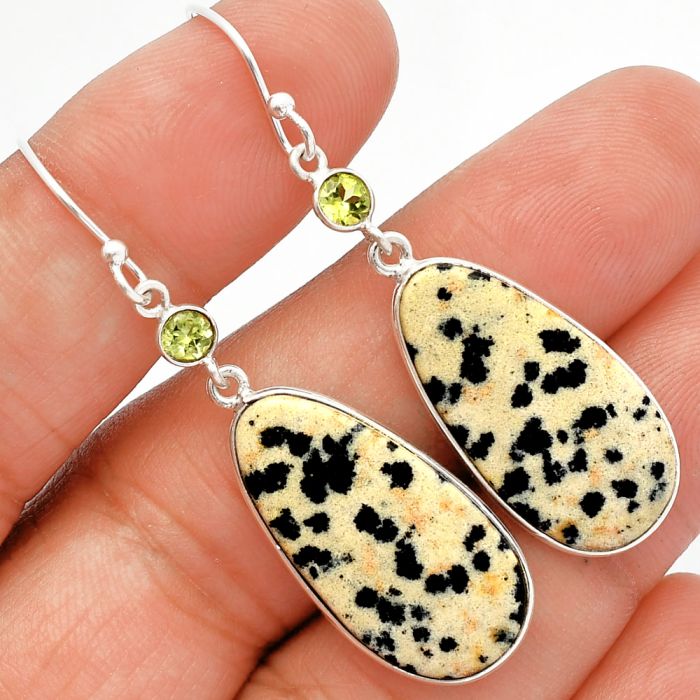 Dalmatian and Peridot Earrings SDE82462 E-1002, 13x25 mm