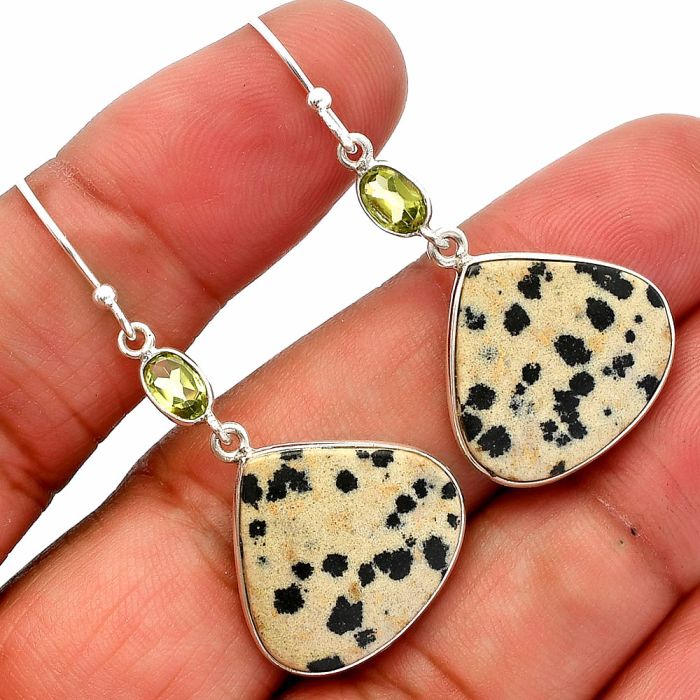 Dalmatian and Peridot Earrings SDE82514 E-1002, 17x19 mm