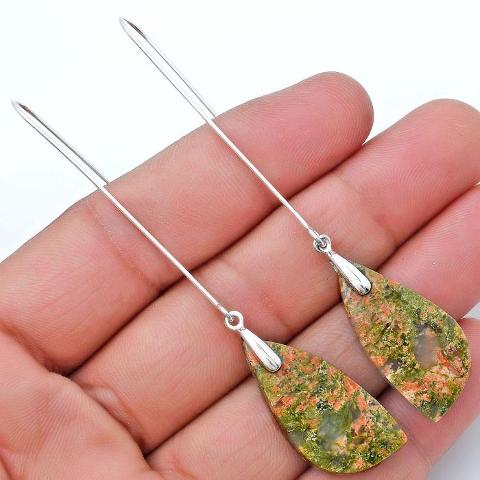 Unakite Earrings SDE82764 E-1089, 14x30 mm