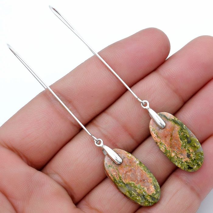 Unakite Earrings SDE82839 E-1089, 12x25 mm