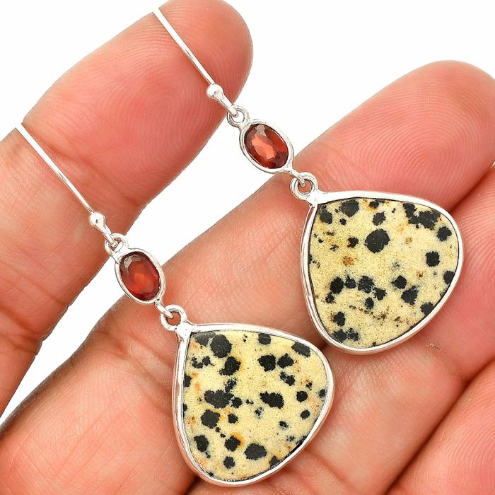 Dalmatian and Garnet Earrings SDE83238 E-1002, 17x18 mm