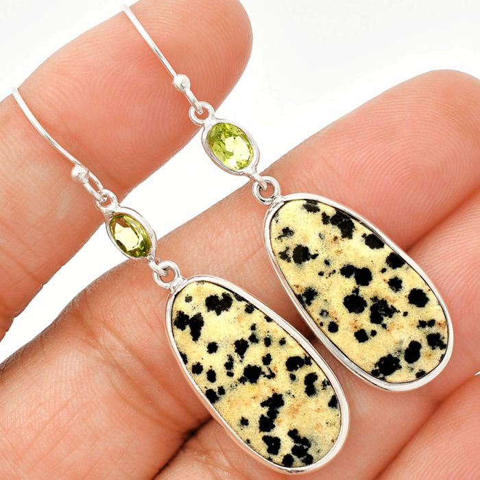 Dalmatian and Peridot Earrings SDE83390 E-1002, 12x24 mm