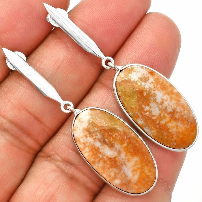 Red Moss Agate Earrings SDE83401 E-1078, 13x25 mm