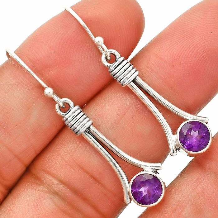 African Amethyst Earrings SDE83569 E-1046, 6x6 mm