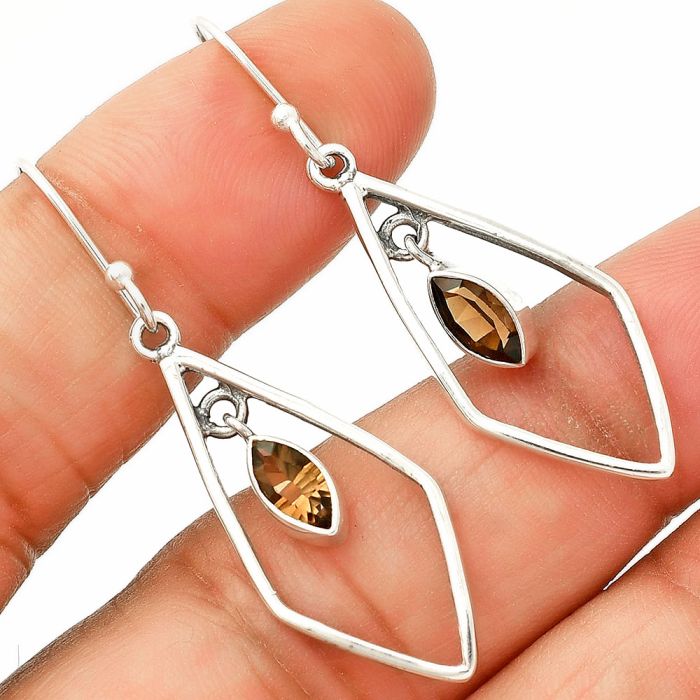 Smoky Quartz Earrings SDE83796 E-1216, 4x8 mm