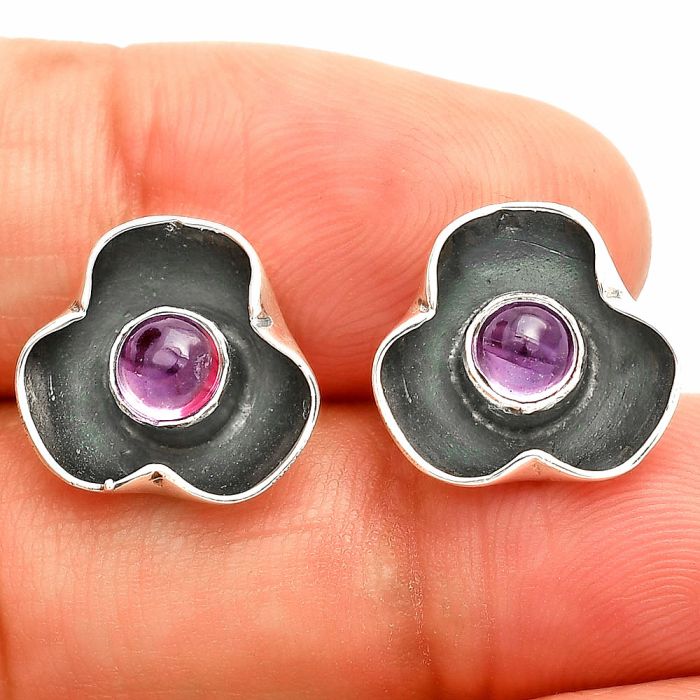 Amethyst Cab Stud Earrings SDE83828 E-1247, 5x5 mm