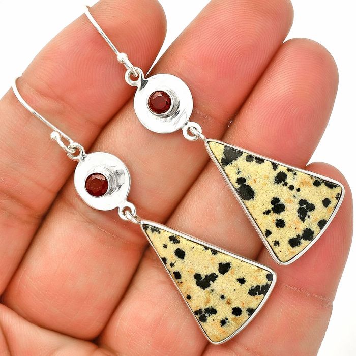 Dalmatian and Garnet Earrings SDE83853 E-1081, 17x24 mm