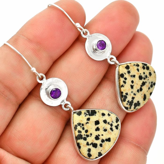 Dalmatian and Amethyst Earrings SDE83860 E-1081, 18x20 mm