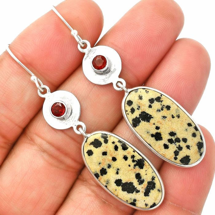 Dalmatian and Garnet Earrings SDE83881 E-1081, 13x25 mm
