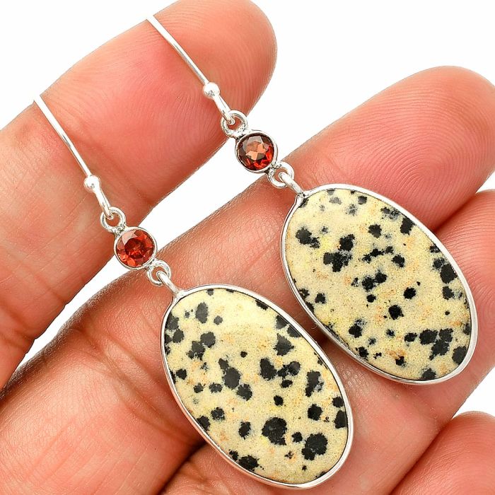 Dalmatian and Garnet Earrings SDE84114 E-1002, 15x25 mm