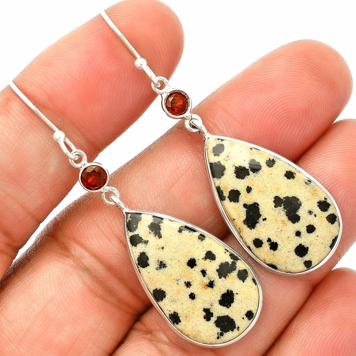 Dalmatian and Garnet Earrings SDE84170 E-1002, 15x25 mm