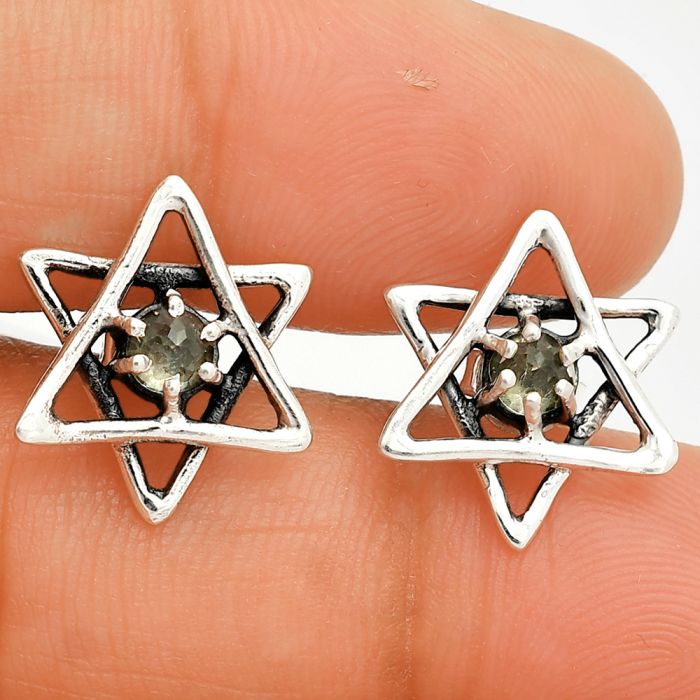 Star - Prasiolite (Green Amethyst) Stud Earrings SDE84479 E-1024, 4x4 mm