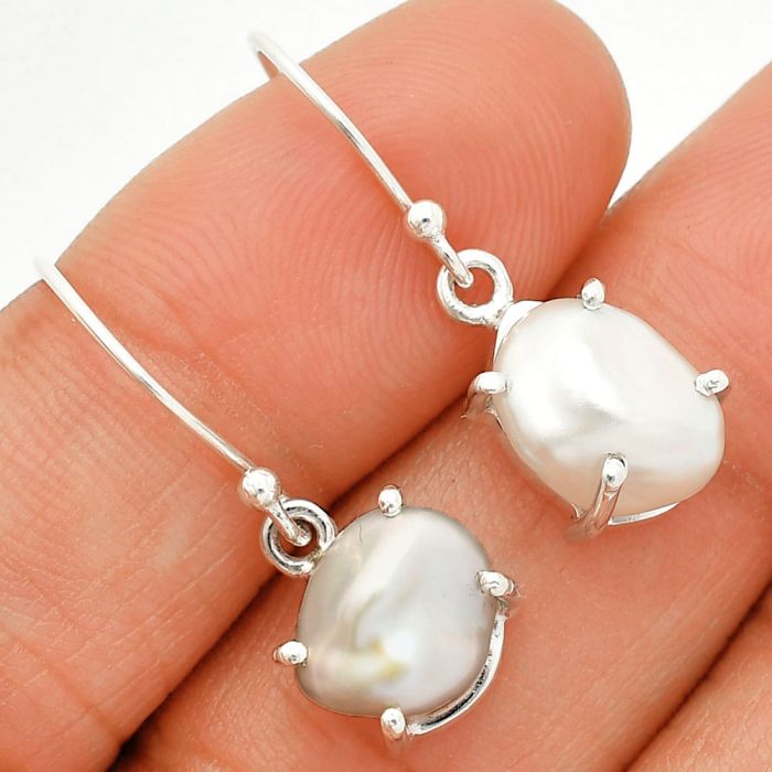 Natural Fresh Water Biwa Pearl Earrings SDE84516 E-1021, 9x11 mm