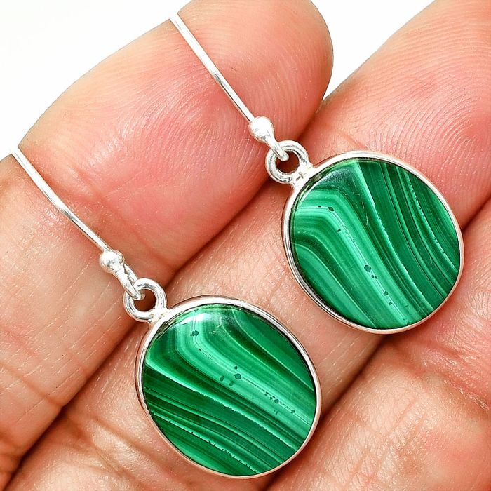 Malachite Eye Earrings SDE84823 E-1001, 13x15 mm